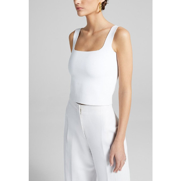 A.L.C. Tops - A.L.C. Victoria Cropped Tank Top White Square Neck Neutral M